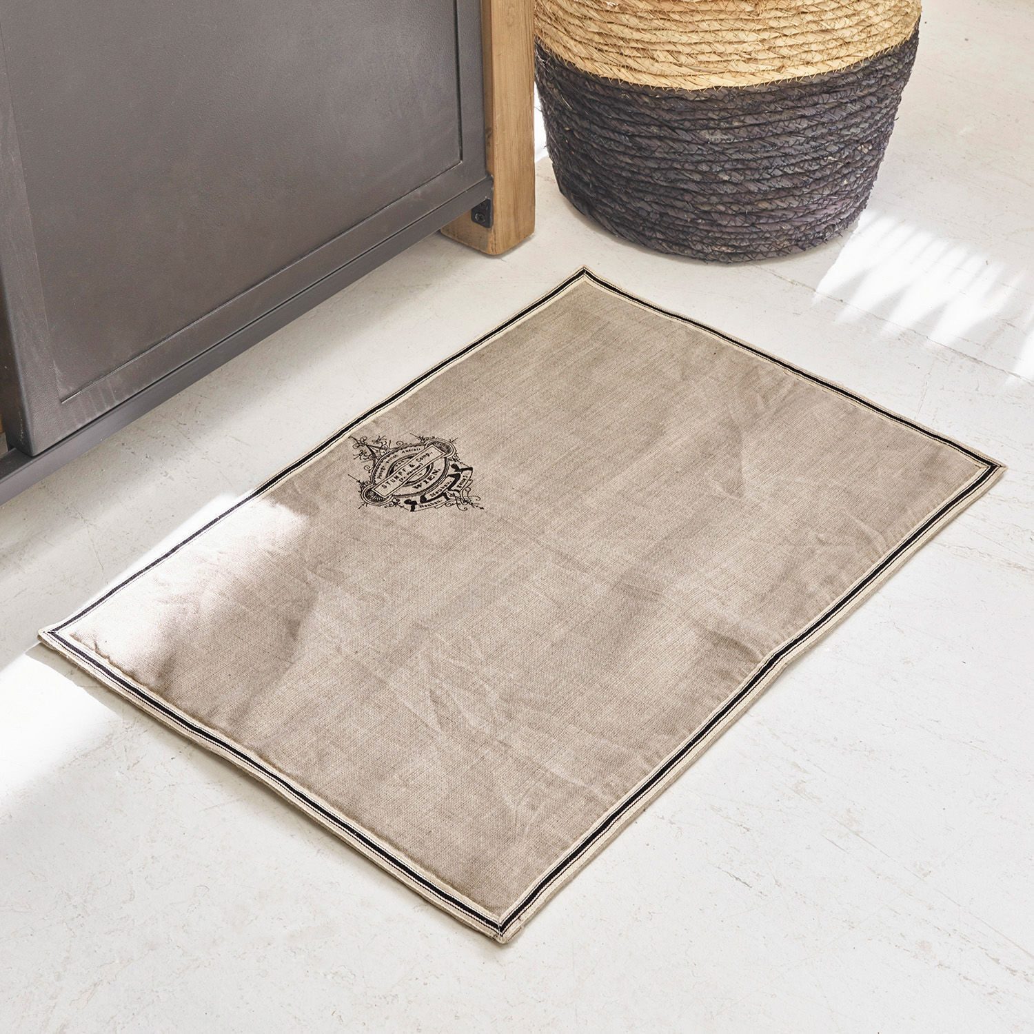 Mirabeau Badematte Badematte Rania beige, Höhe 400 mm, 100% Baumwolle, Unterseite: 100% Leinen