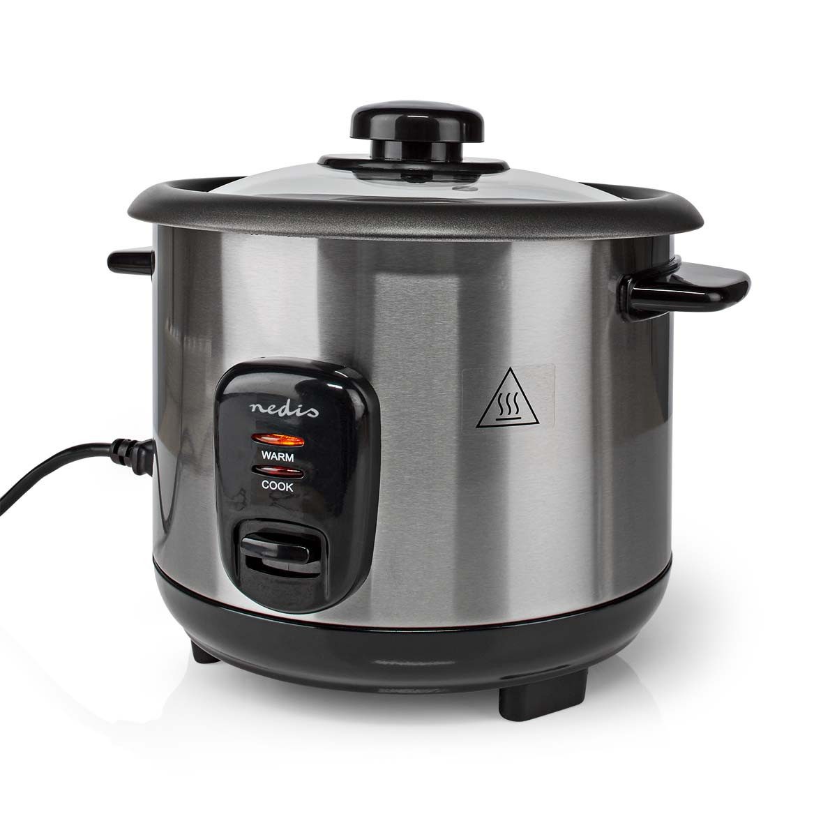 Nedis Reiskocher KARC110AL, 400 W, Familie zu Hause, 1,0 l, Warmhalten, Antihaft, edles Edelstahlgehäuse