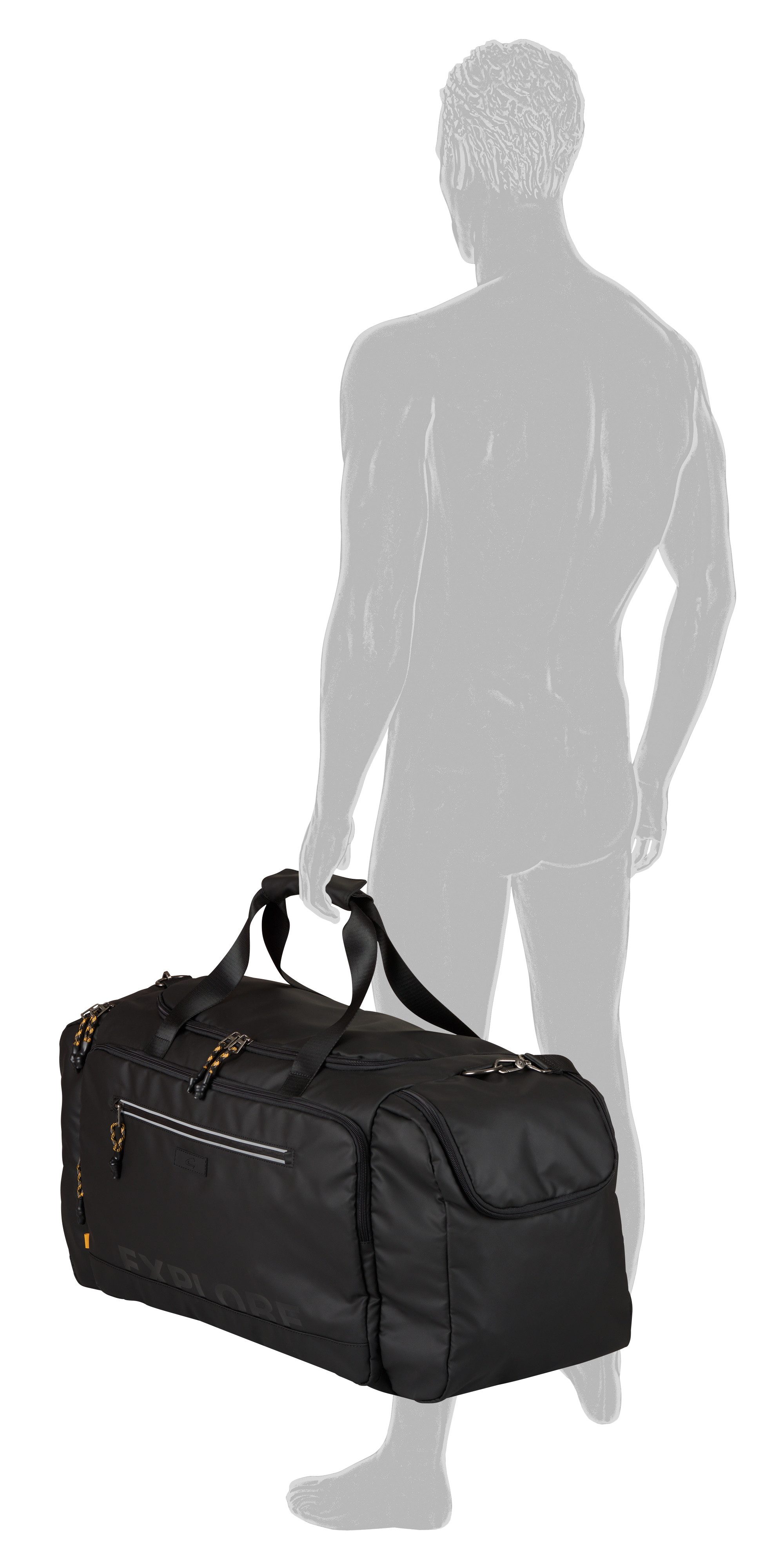 camel active Reisetasche Explore, wasserabweisendes recyceltes Nylon und reflektierende Reißverschlüsse