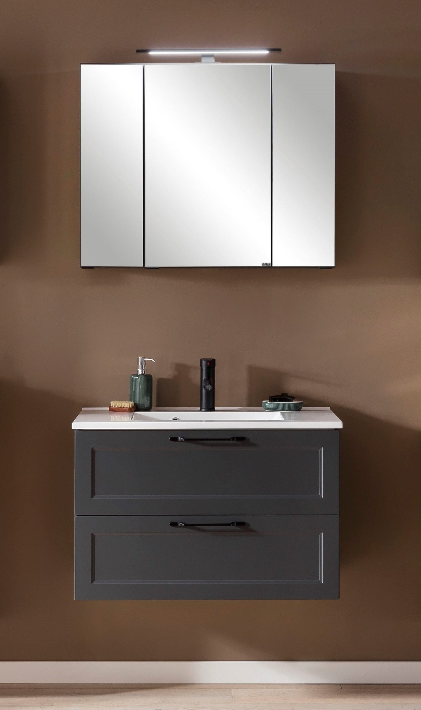 HELD MÖBEL Badezimmer-Set (2-tlg) in matt-grau, Graphit - 80x195x47cm (BxHxT), (2-tlg)