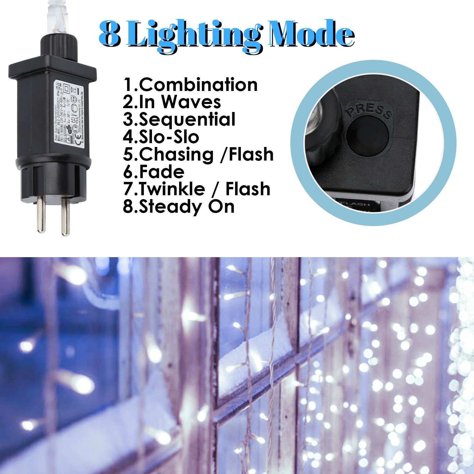 Beleuchtung Lospitch Wasserdicht Innen Außen 10m Lichterkette IP44, Deko Weihnachten LED 100 LED-Lichterkette