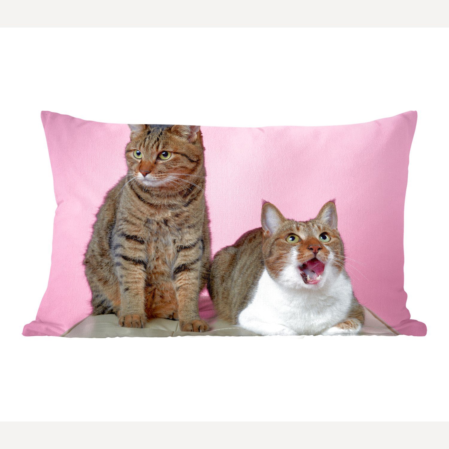 MuchoWow Dekokissen Katze - - Rosa - Dekoration, Dekokissen - Schlafzimmer Mädchen Zierkissen, Kinder, Kinder - mit Pouf Wohzimmer Füllung