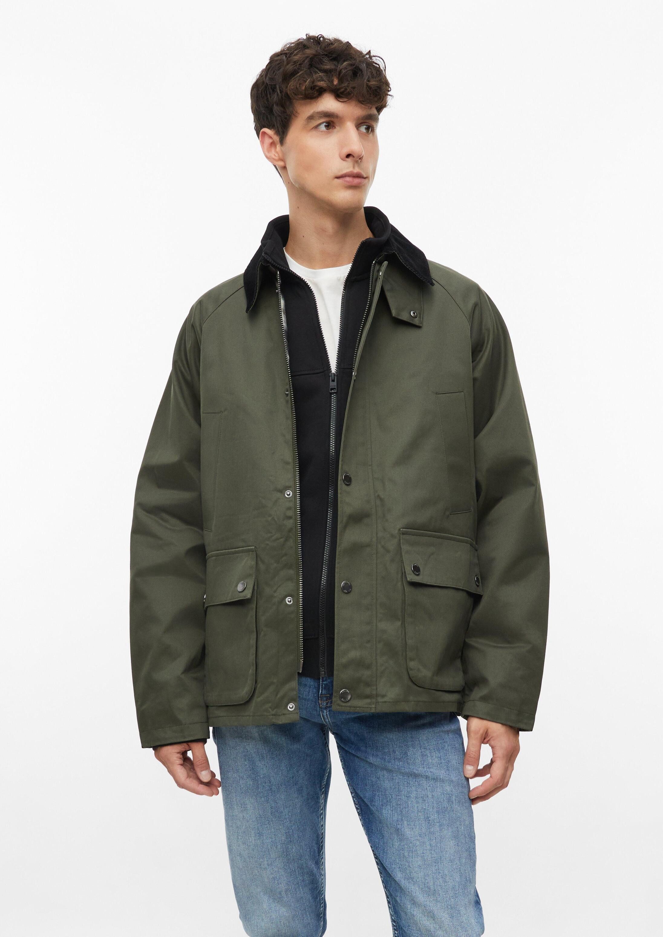 s.Oliver Funktionsjacke Outdoor-Jacke Gewachste Baumwoll-Jacke mit Cord-Kragen