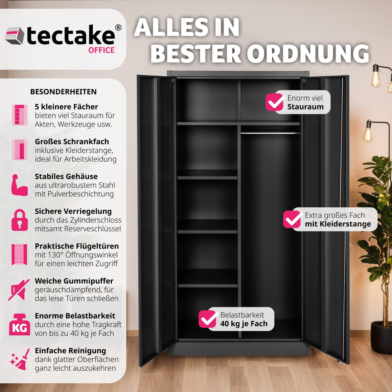 tectake Spind Metallschrank mit 6 Fächern günstig online kaufen