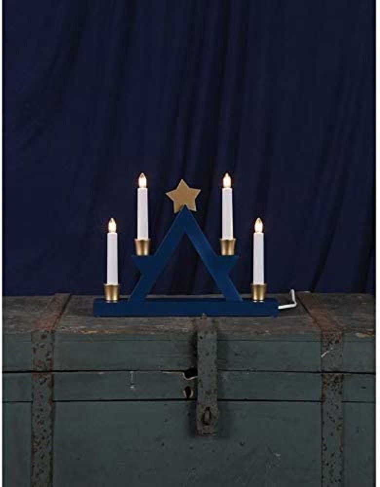 Julle 4 BS Schwibbogen blau/gold Leuchter STAR innen TRADING Holz