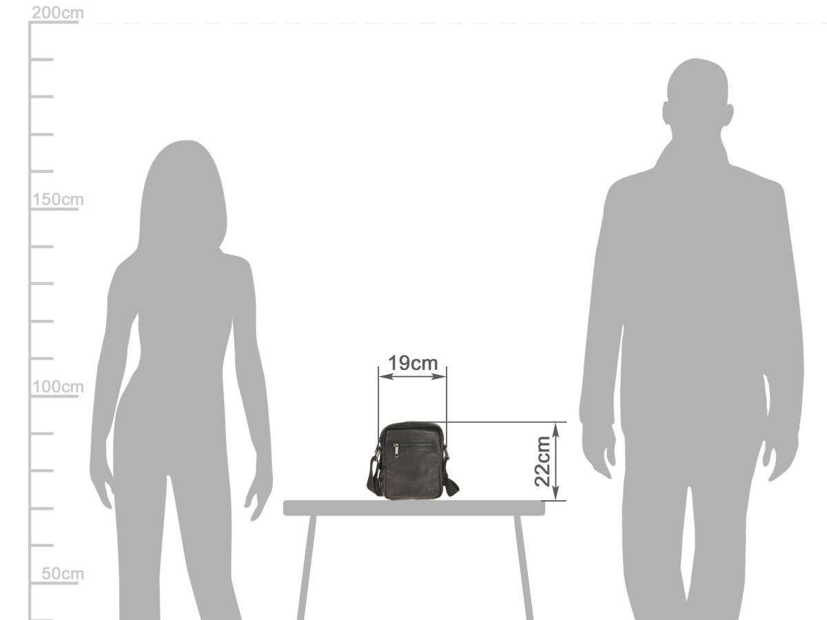 Bear Design Umhängetasche "Leonardo" Callisto Pelle Leder, Herrentasche klein, Schultertasche 19x22cm, weiches knautschiges Leder