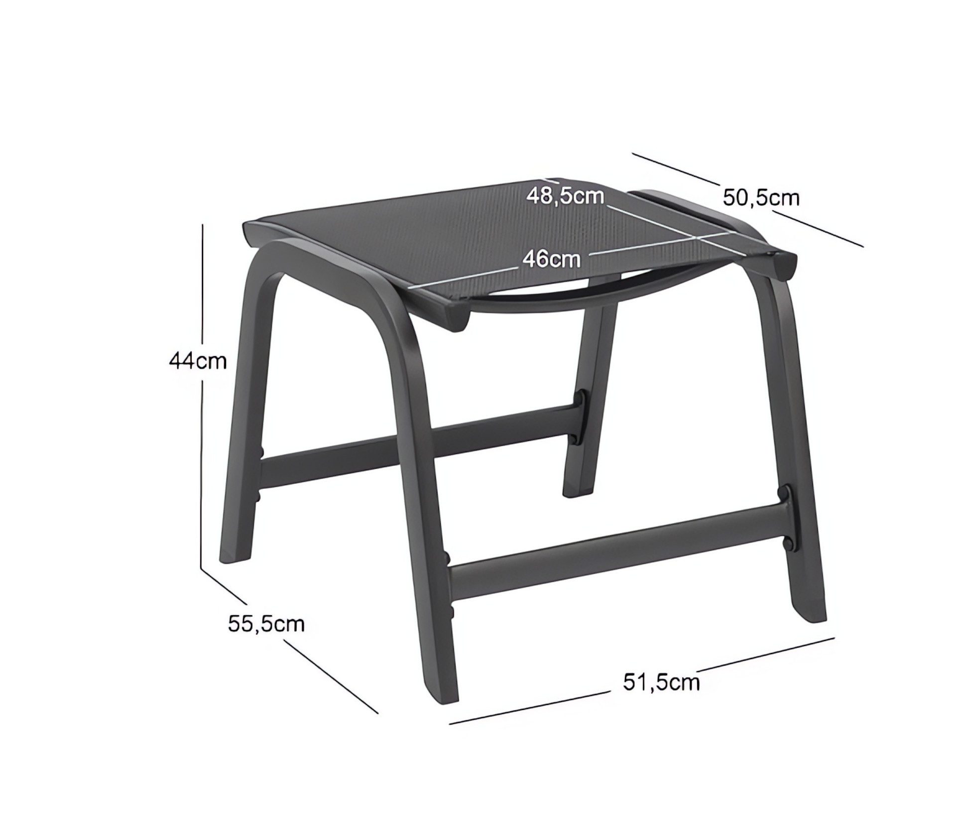 KETTLER Gartenlounge-Hocker Easy Hocker Aluminium / Textilene, anthrazit / anthrazit