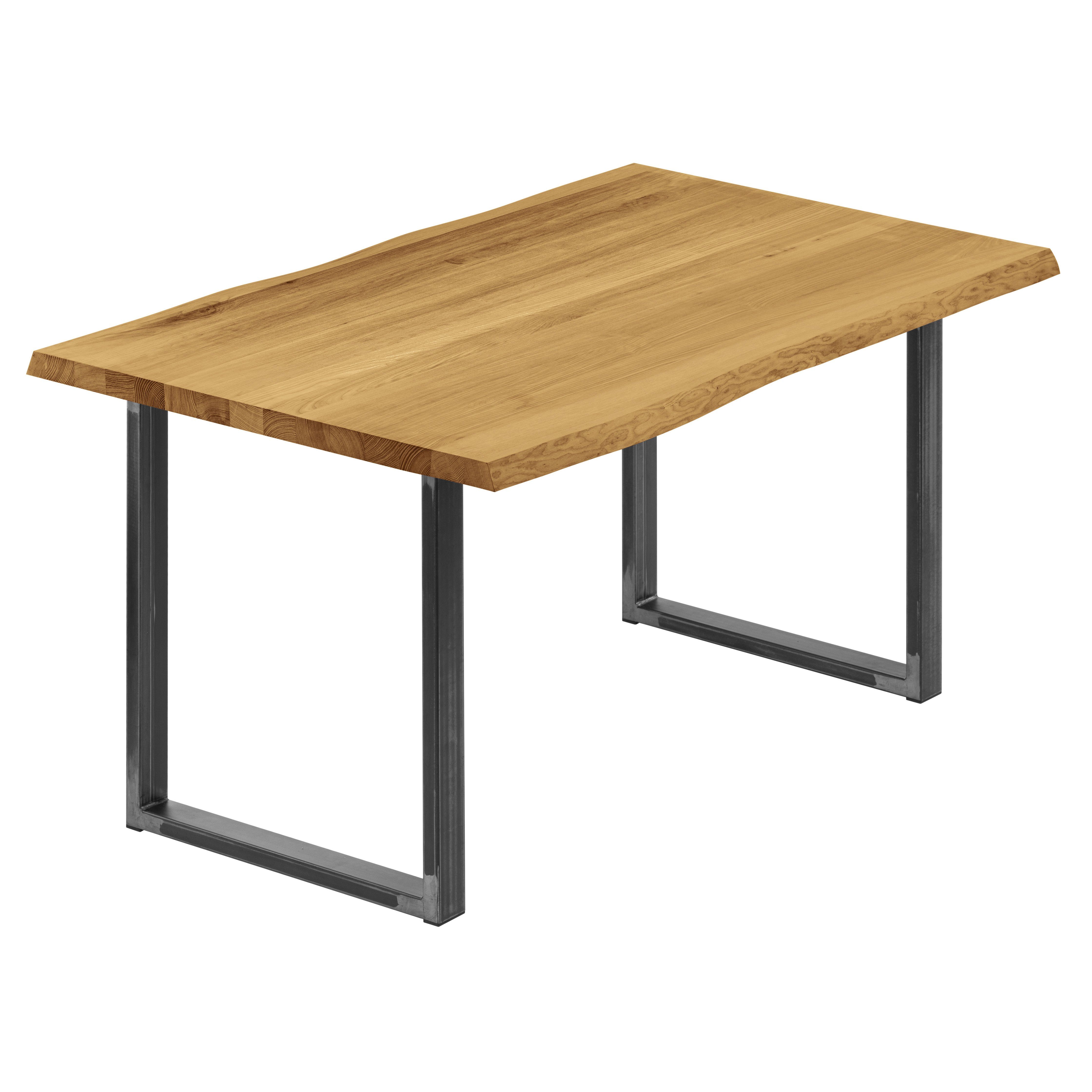 Rustikal Klarlack inkl. Metallgestell Manufaktur massiv Baumkantentisch (1 mit Baumkante Rohstahl Esstisch Tisch), LAMO Loft | Massivholz