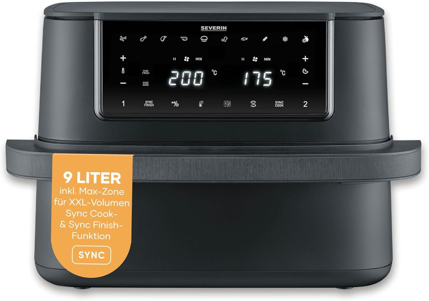 Severin Heißluftfritteuse FR 2490 9 l "Flex Max Dual", 2600 W