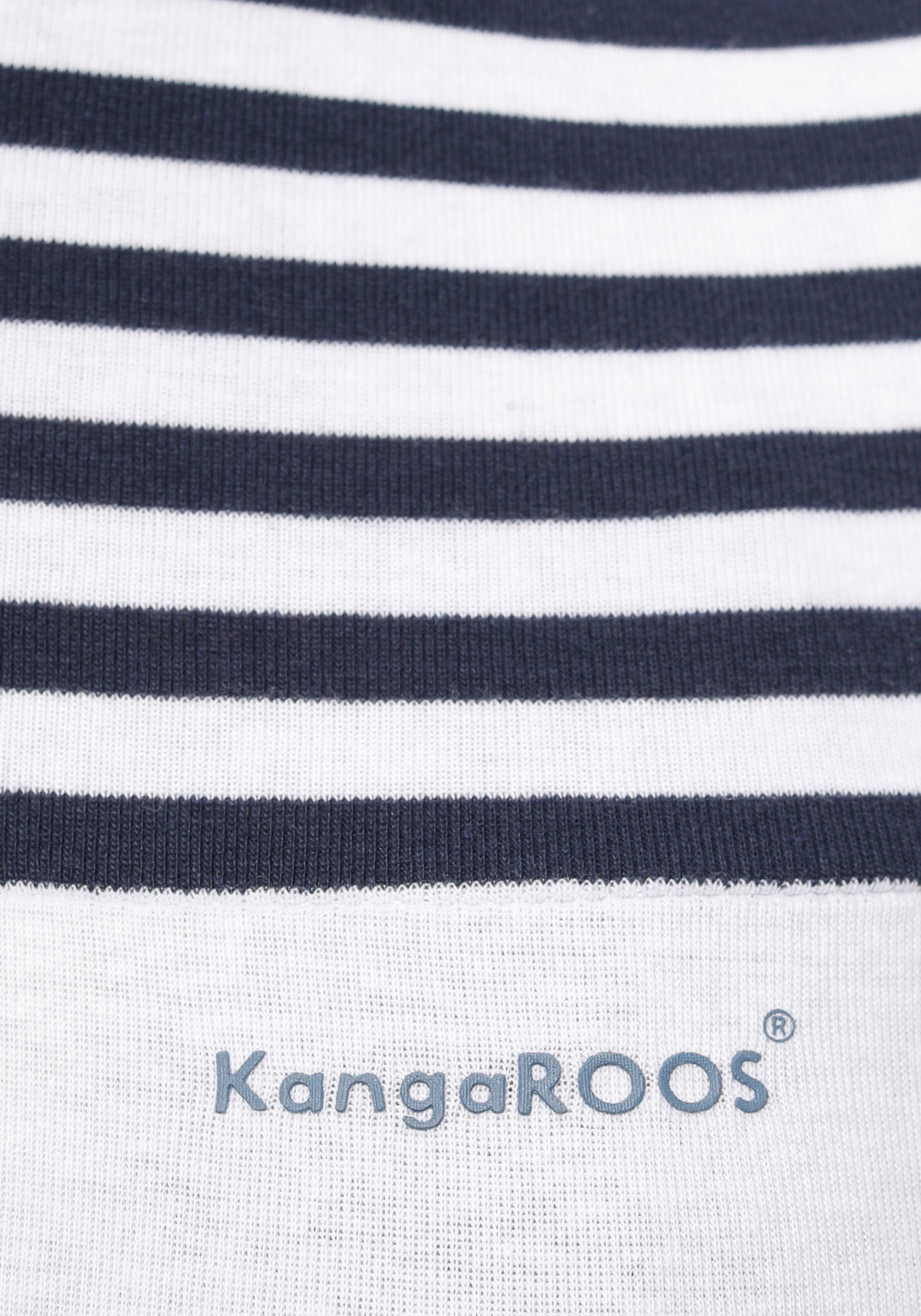 in Ringel-Optik verspielter mit Colorblocking Kapuzenshirt weiß-marine-rauchblau KangaROOS Design
