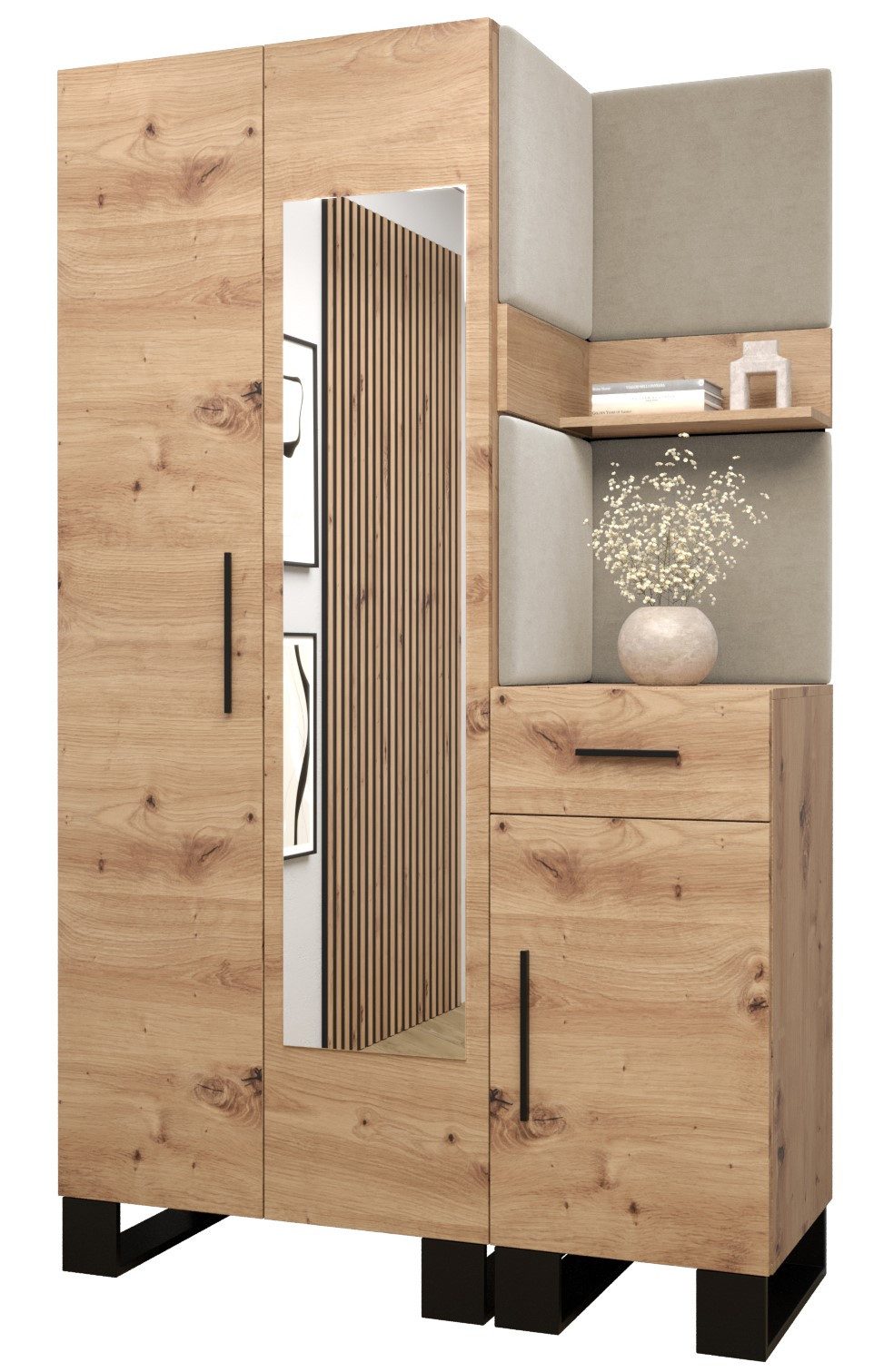 ABIKS MÖBEL Шафи-Set ARTIN Set 16 Garderobe mit gepolsterten Paneelen, Industriell Design