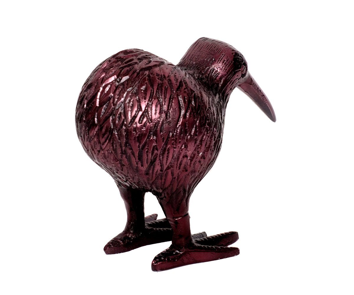 Tierfigur Handarbeit Neuseeland Lila Figur Gold versilbert Deko Glücksbringer Metall Vogel Bronze-Lila Silber Kiwi Brillibrum Dekofigur Tier Schwarz Dekoration Laufvogel