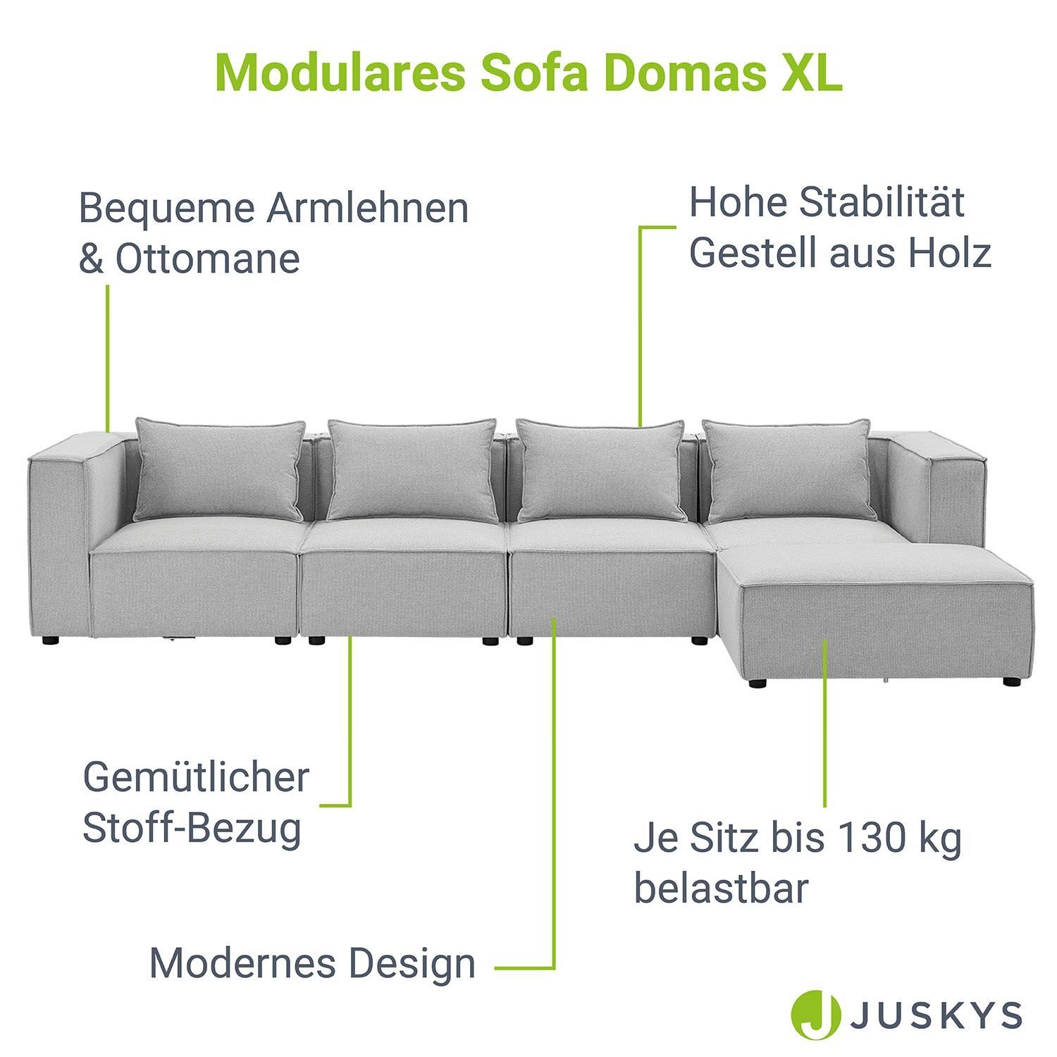 modulare 5 Kissen Wohnzimmer, Sitzer Teile, mane XL, Juskys Domas, für Couch 4 & mit Ecksofa
