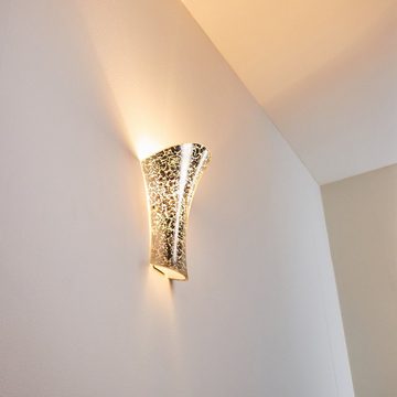 hofstein Wandleuchte »Bagnara« Wandlampe aus Glas in Silber, ohne Leuchtmittel, Wandspot mit Up&Down-Effekt, 1xE14, mit Lichteffekt