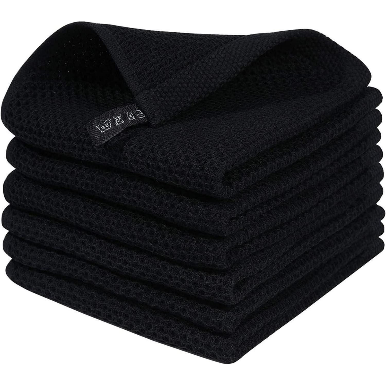 LuxusKollektion Geschirrtuch Geschirrtücher 100% Baumwolle 6er Set Schwarz 30x30cm Weich Saugfähig
