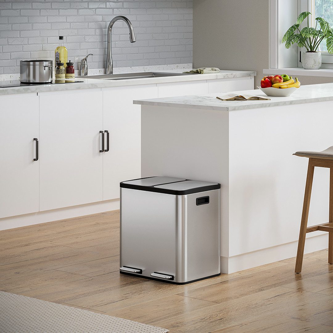 STEELSØN Mülleimer Epsilon mit Soft-Close-Funktion, Abfalleimer aus Edelstahl, verfügbar in 2x15L oder 3x15L