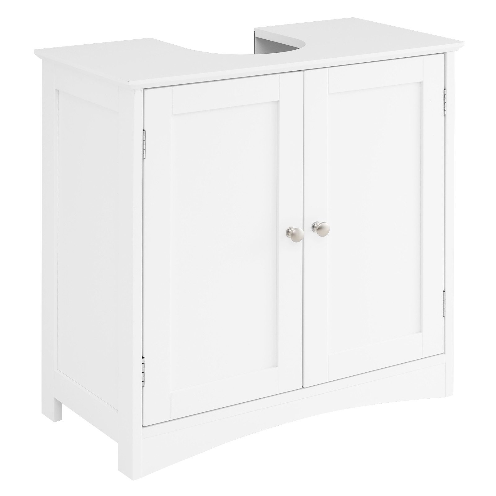 COSTWAY Waschbeckenunterschrank Badezimmerschrank mit 2 Türen, Weiß, 60x30x60cm