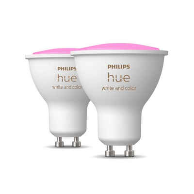 Philips Hue LED-Leuchtmittel Smarte Weiß & Farbig LED Leuchtmittel GU10, GU10, Farbwechsler, Warmweiß