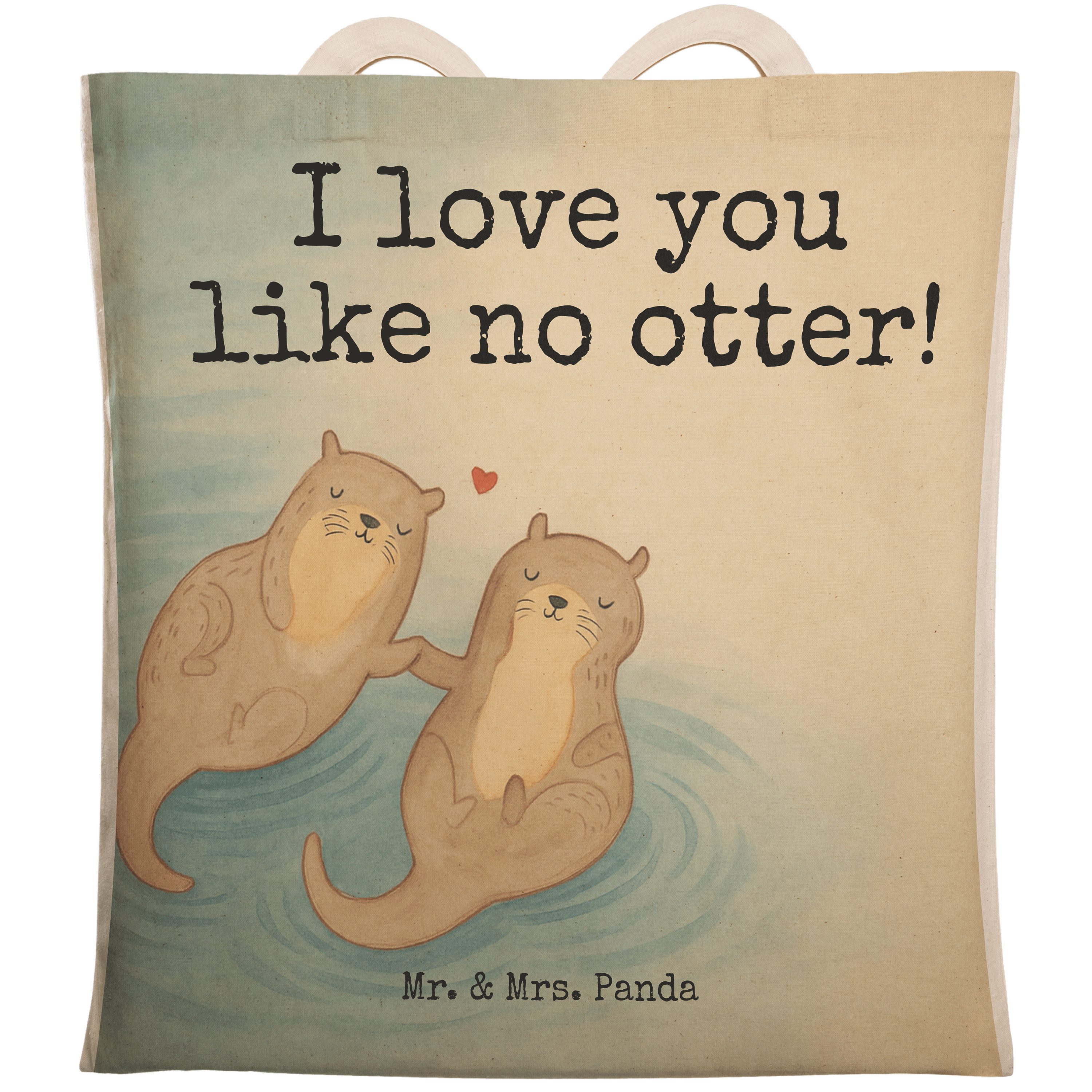 Tragetasche Otter Hände halten Design, Tote Bag, Weiß, Händchen, Stofftragetasche