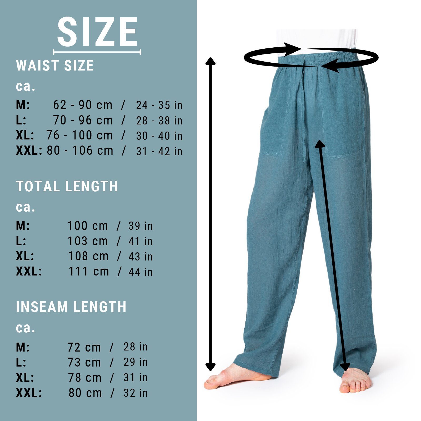 PANASIAM Stoffhose Sommerhose PaSalu extra dünner Stoff für die sehr heißen Tage 100% Baumwolle Unisex Freizeithose für Damen & Herren Relaxhose – Bild 4 von 5