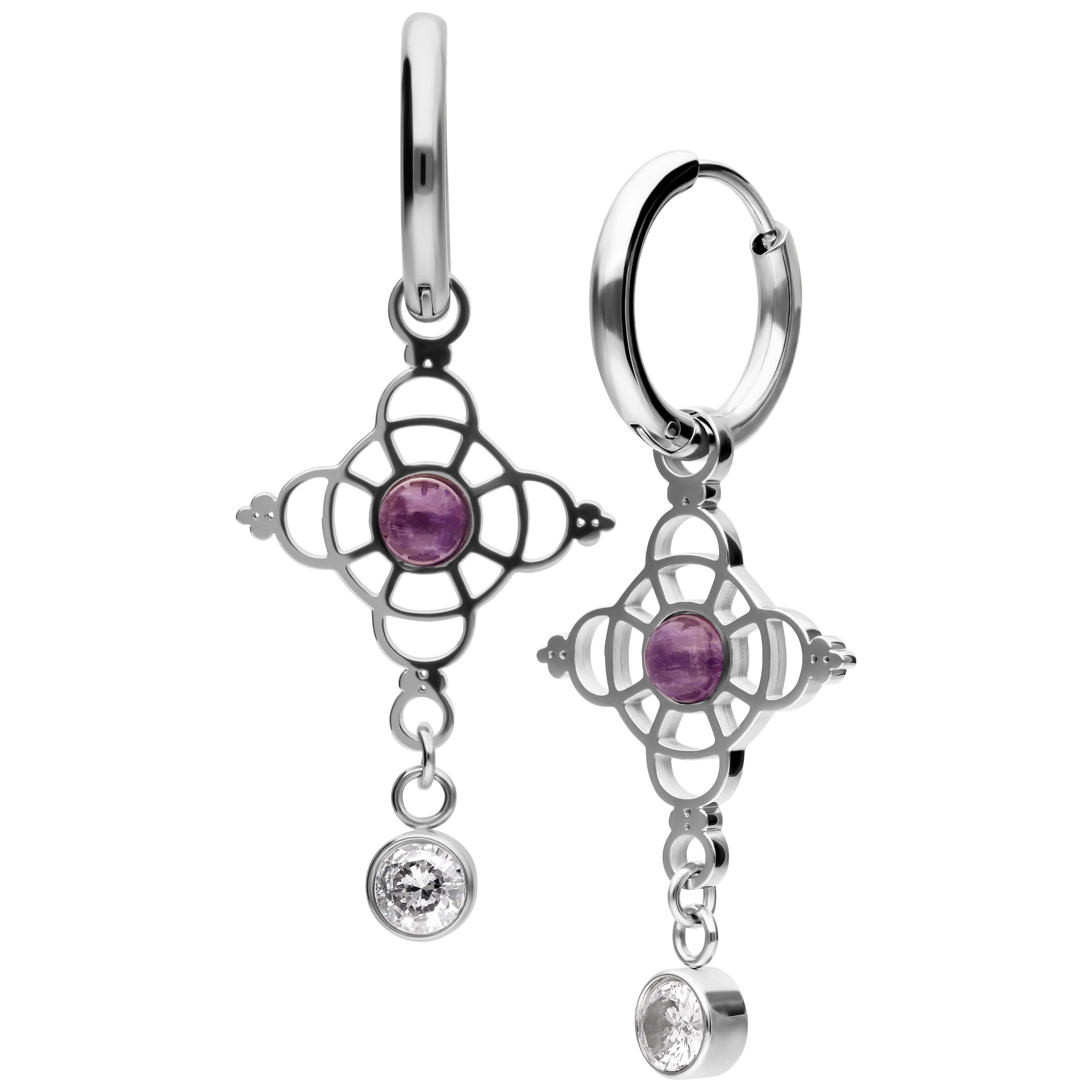 Wildcat Paar Ohrhänger Little Amethyst Hoops Pair - Silber, Chirurgenstahl 316L - wasserfest, langlebig, hautverträglich