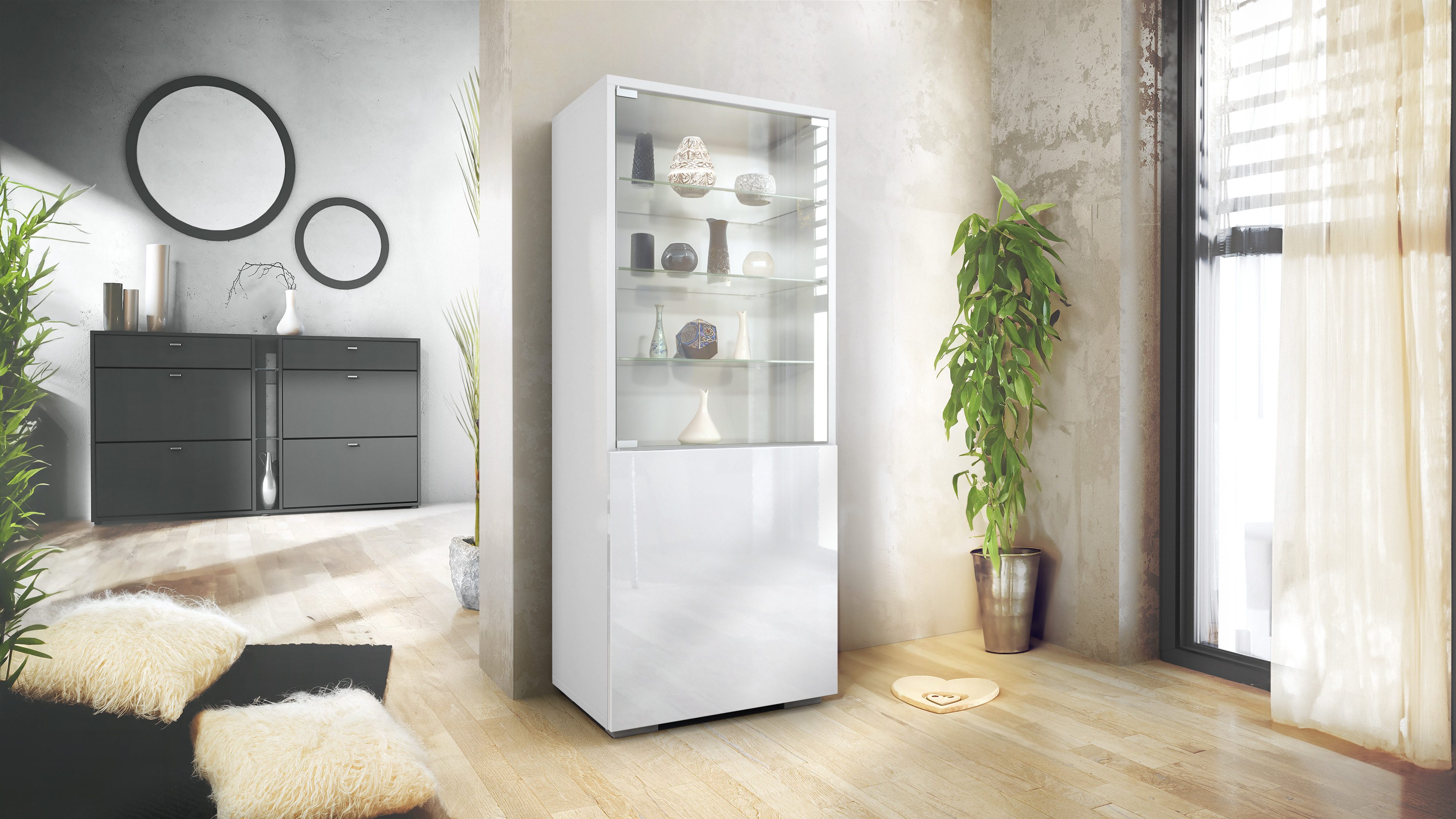 Vladon Standvitrine Granada (Vitrinenschrank, mit Glastür und Glaseinsatz) günstig online kaufen