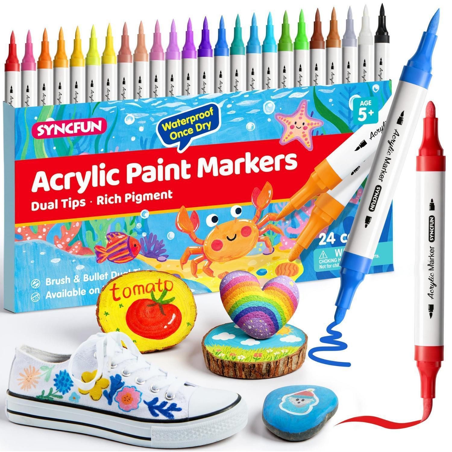 LuxusKollektion Malstift Acrylstifte Steine 24 Farben Doppelspitze wasserfest
