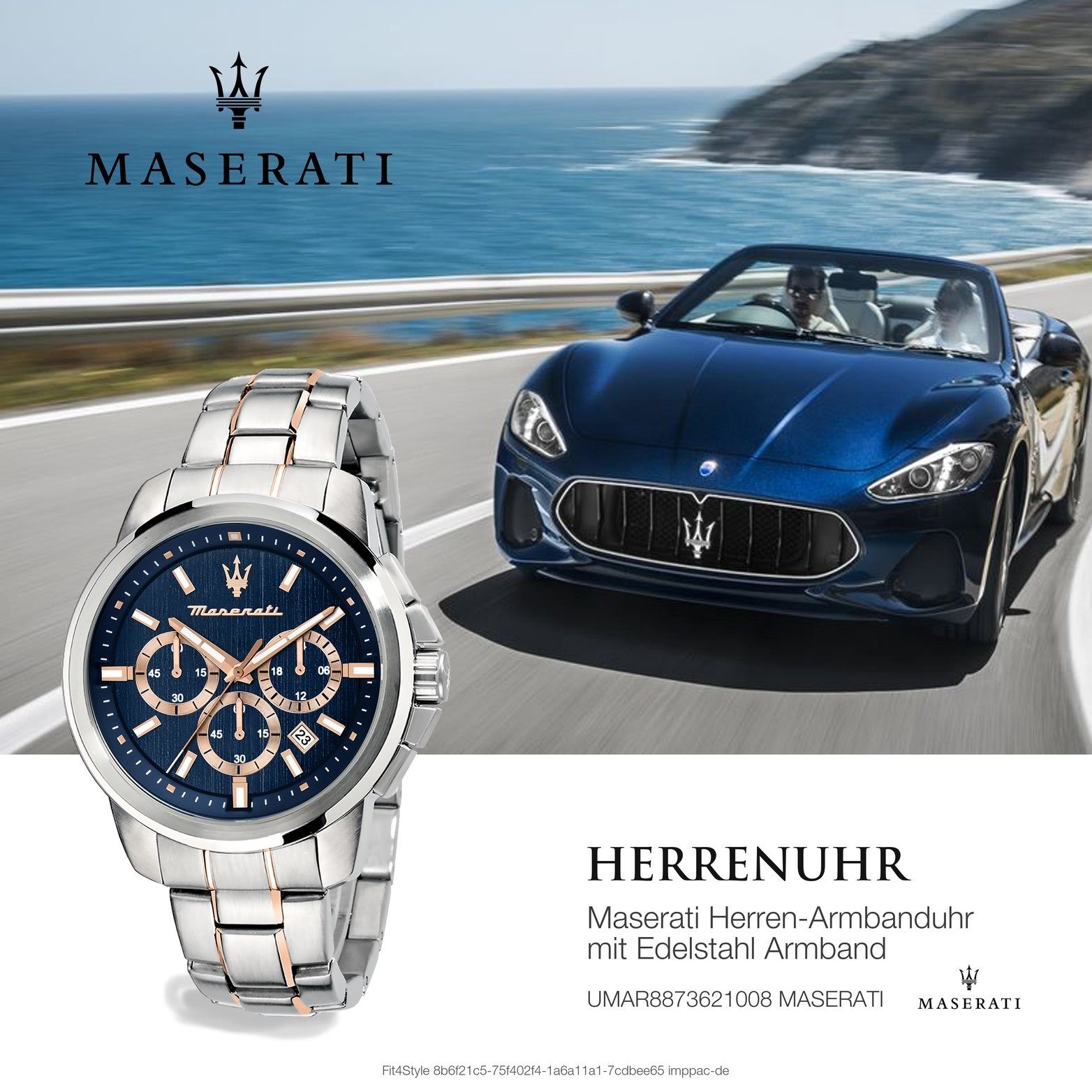 Herren Uhren MASERATI Chronograph D2UMAR8873621008 Maserati Edelstahluhr Chronograph, Herrenuhr mit Edelstahlarmband, rundes Geh