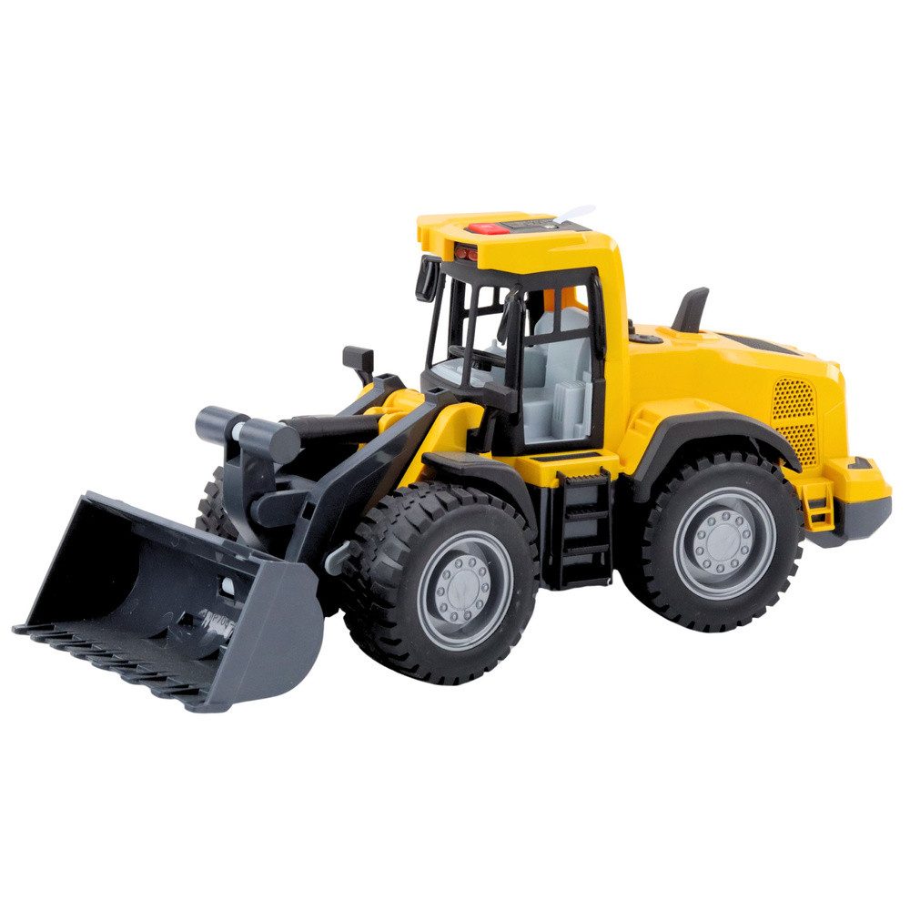 LEAN TOYS Spielzeug-Bagger Radlader Schaufellader Baustellenfahrzeug, (Spar-Set, 1-tlg., 34 x 16 x 13 cm robust), Licht- & Soundeffekte, bewegliche Schaufel, 34 cm