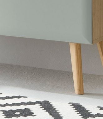 Furn.Design Standvitrine Isgard (Vitrinenschrank in Pistazie matt mit Scandi Eiche, 53 x 197 cm) Soft-Close-Funktion