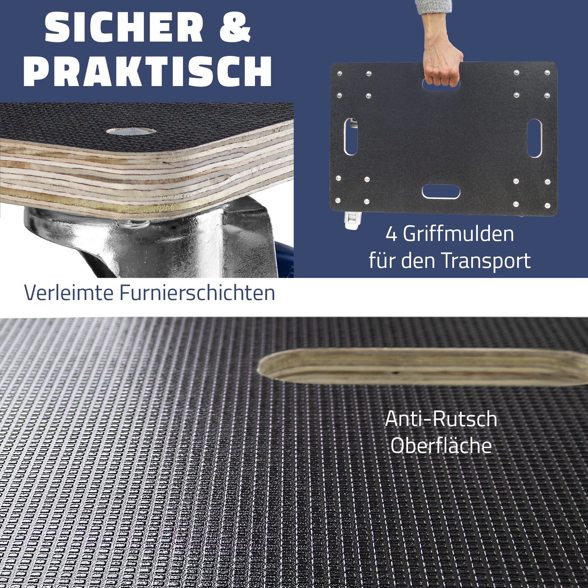 Trucky Transportroller Rollbrett 40 x 60 cm Transportroller 800 kg Möbelroller mit 4 Rollen – Bild 5 von 5