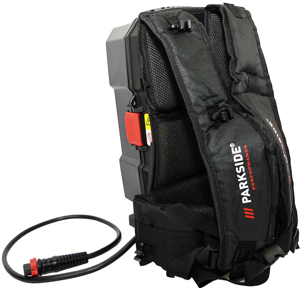 PARKSIDE PERFORMANCE® Werkzeugtasche 20V/40V Akku Rucksack PPRA 20 (ohne Akkus) für 4 Akkus, Mit Steckplätzen für bis zu vier Li-Ion-Akkus (4x 20 V)
