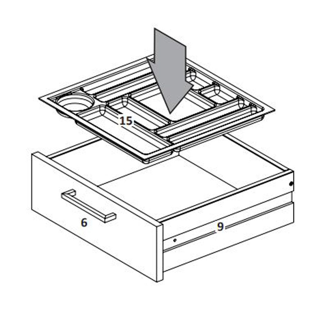 Lomadox Rollcontainer META-80, Büro Container Aktenschrank grau hell 41,2x60,1x49,6 cm