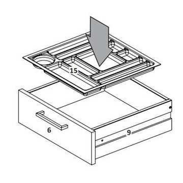 Lomadox Schreibtisch META-80, Büromöbel Set in anthrazit mit Eiche hell Nb., B/H/T: 160/73,2/65 cm