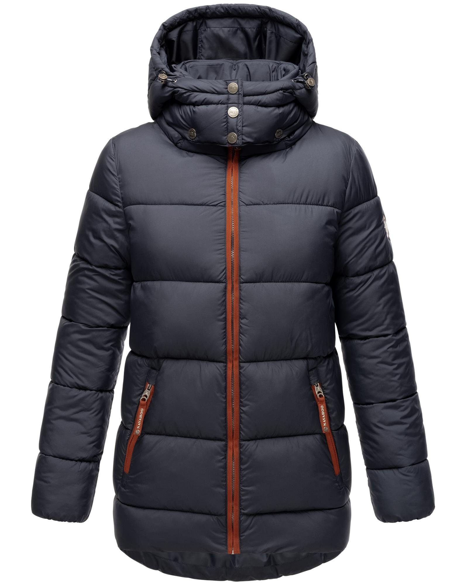 Navahoo Winterjacke Wattewölkchen Modische Damen Steppjacke mit kontrastfarbenen Details navy