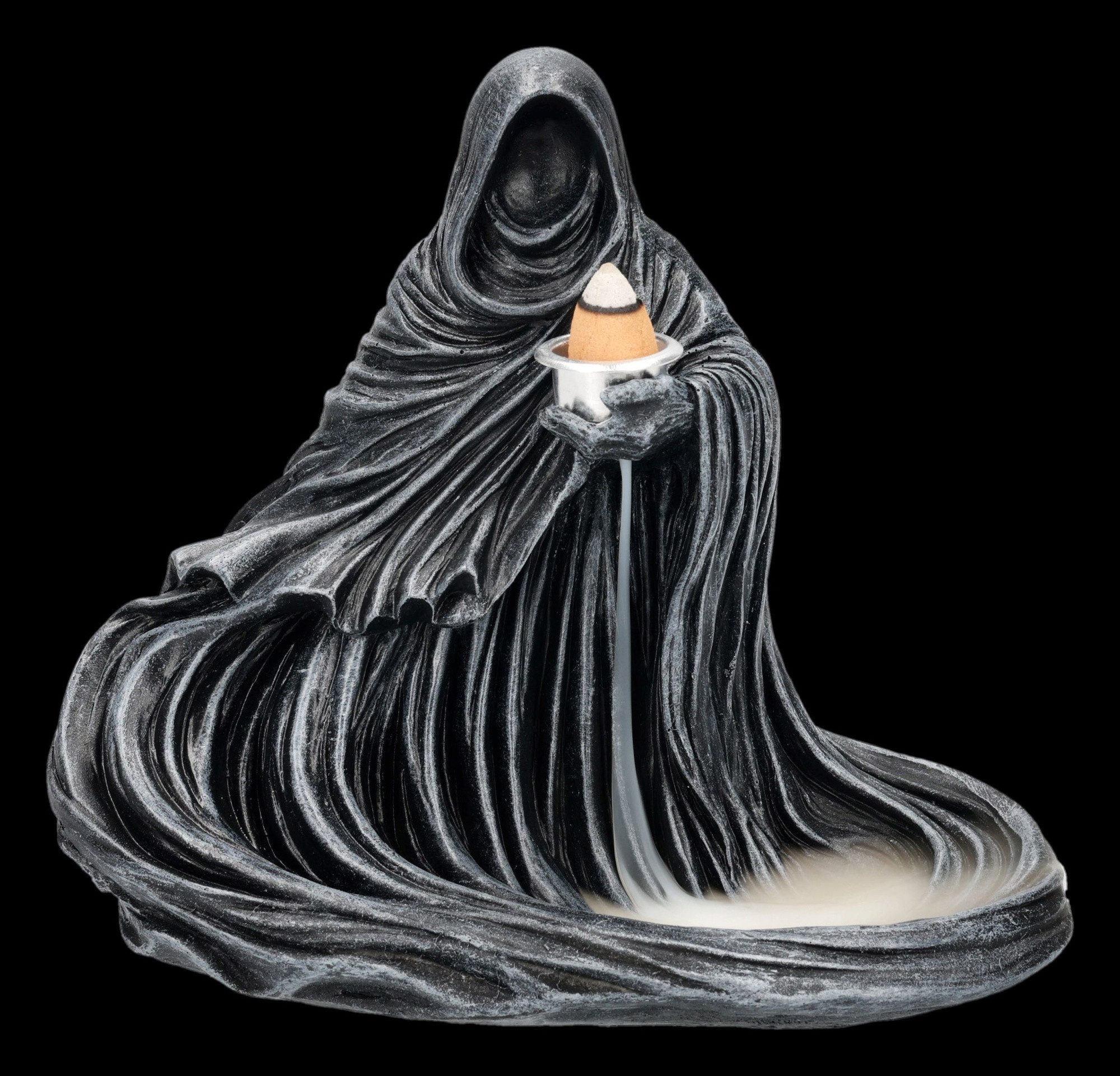 Figuren Shop GmbH Räuchermännchen Sensenmann Räucherhalter – Reaper Figur Backflow Dekoration 14,5 cm
