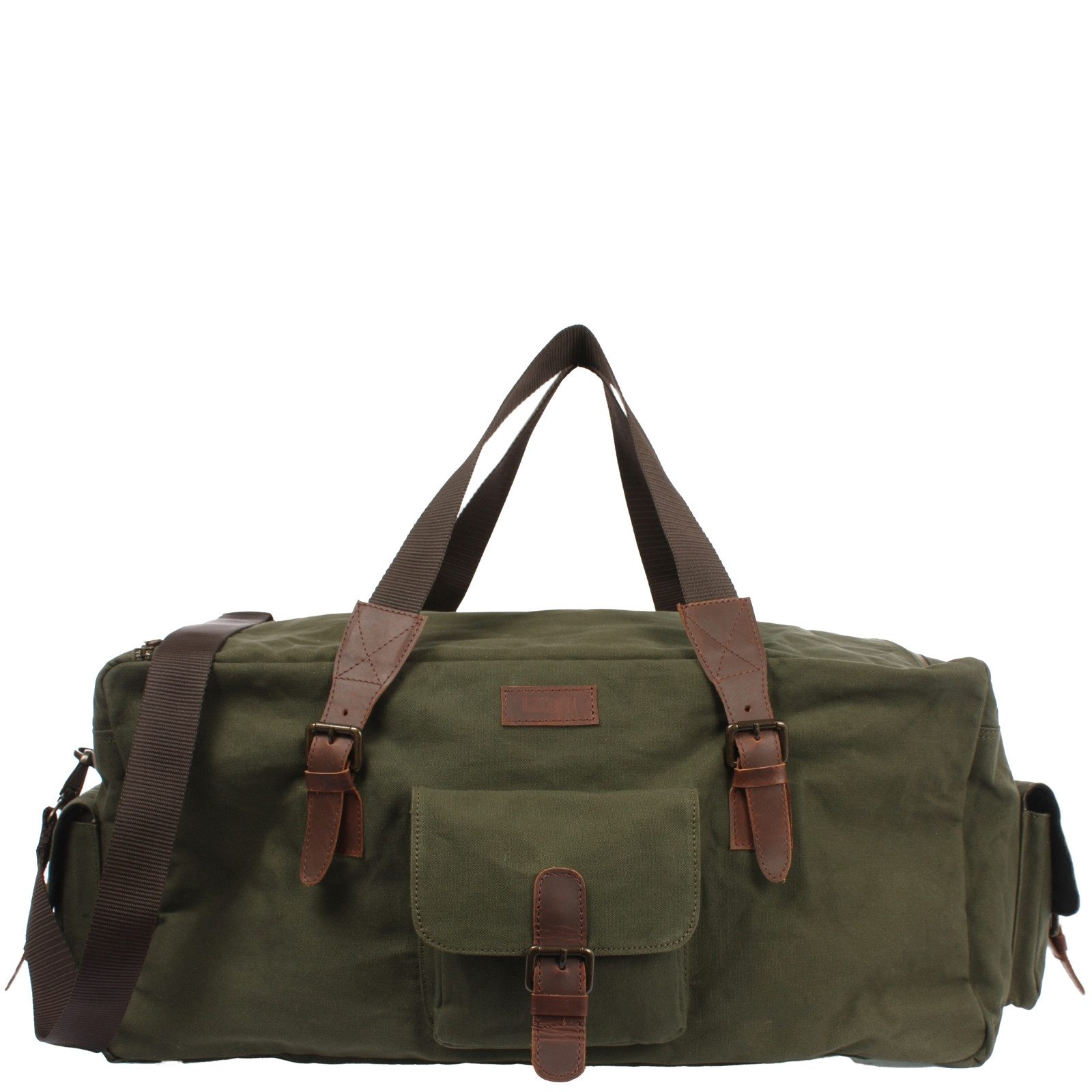 LECONI Weekender große Reisetasche Sporttasche Damen Herren Leder Canvas LE2019, Riesiges Hauptfach – viele Zusatzfächer – 60 × 30 × 30 cm