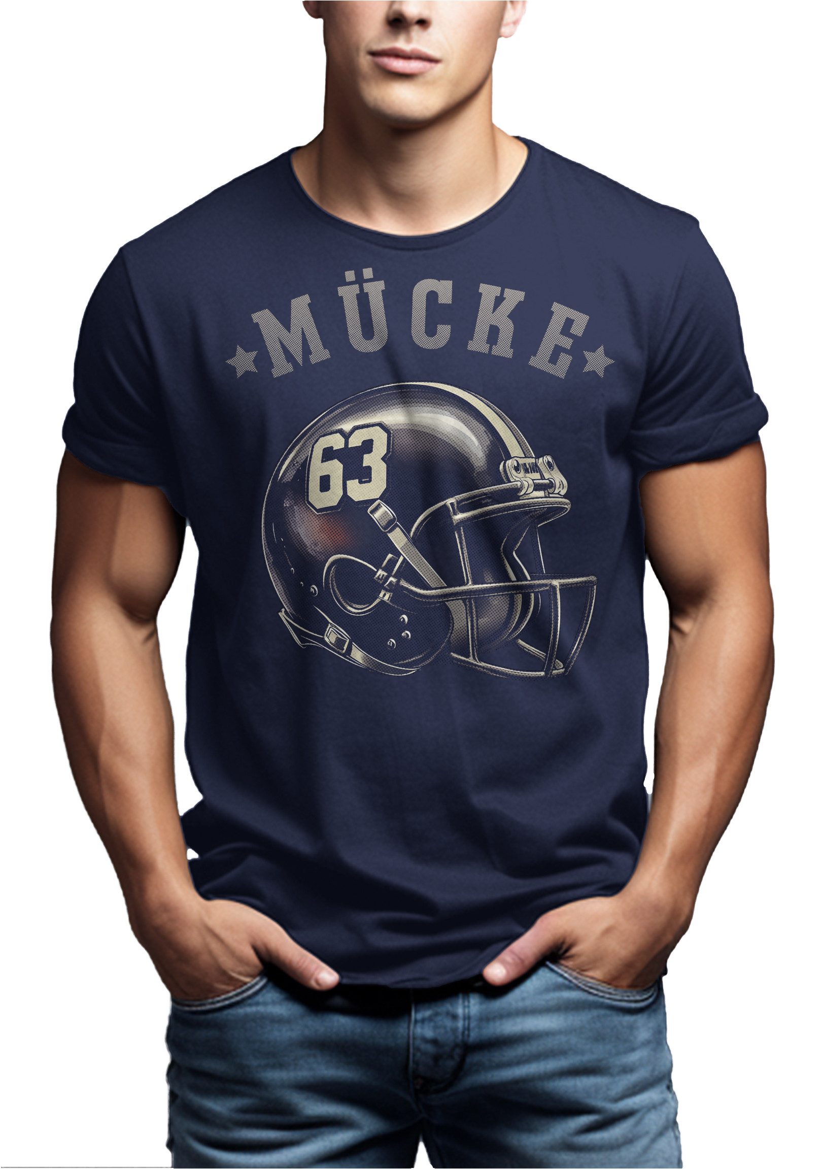 MAKAYA Print-Shirt American Football Helm Mücke günstig online kaufen