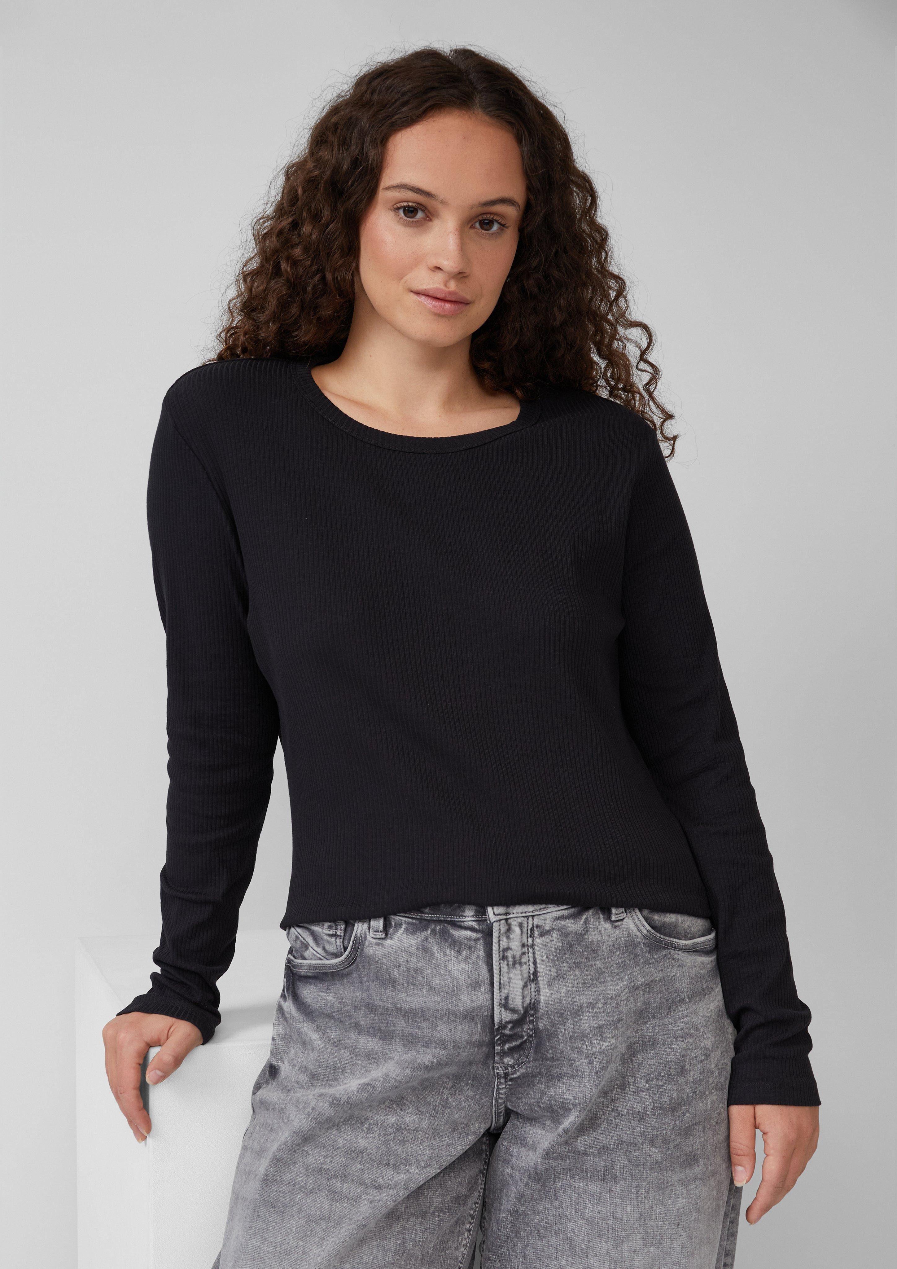 QS Kurzarmshirt Geripptes Longsleeve im Slim günstig online kaufen