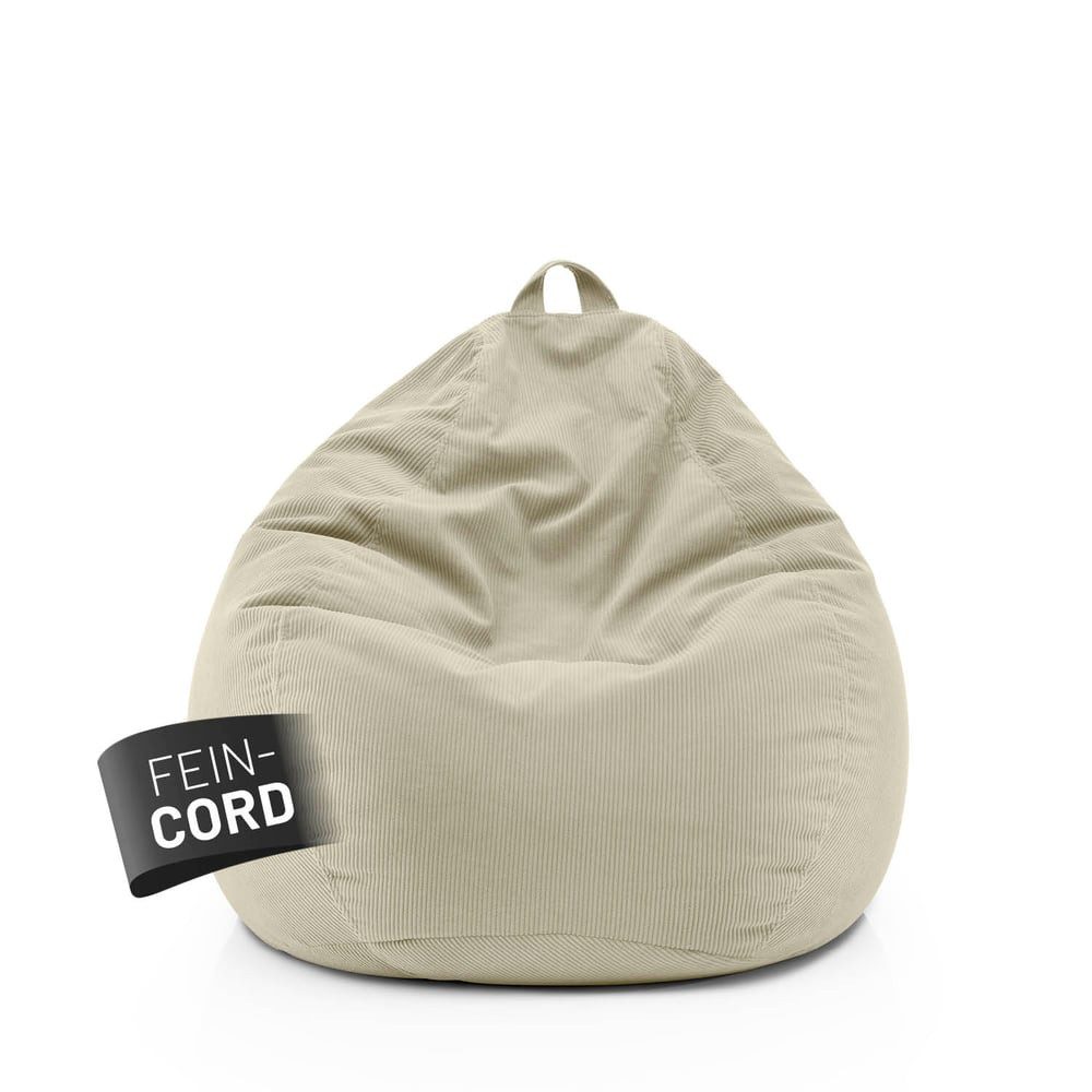 Lumaland Sitzsack Comfort Line Sitzsack Fein Cord L, 185 L - bequemer Indoor Sofa Sessel, ideal zum Pouf - EPS Perlen Bean Bag mit Füllung - Indoor Sitzsessel