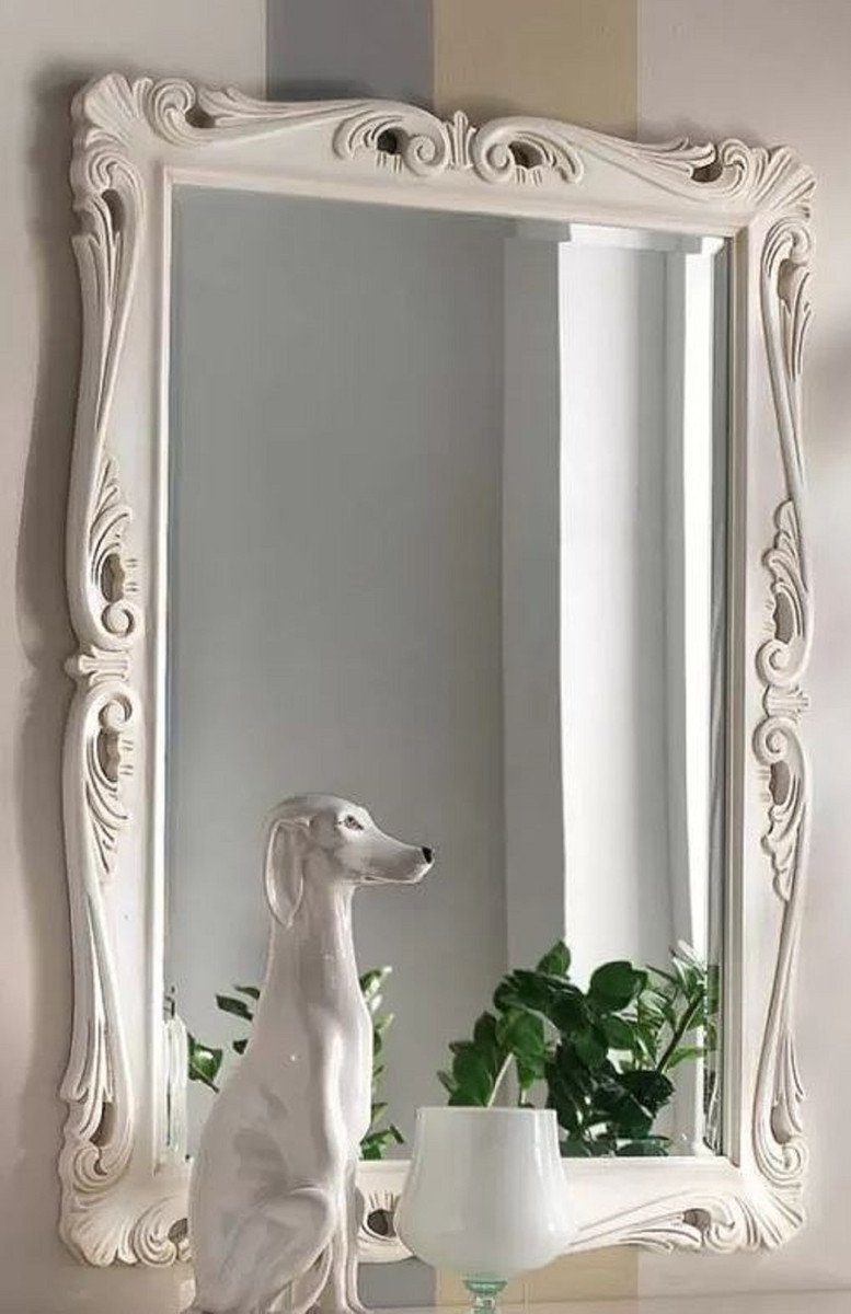 Casa Padrino Barockspiegel Luxus Barock Spiegel Weiß - Rechteckiger Wandspiegel im Barockstil - Prunkvolle Barock Möbel - Luxus Qualität - Made in Italy