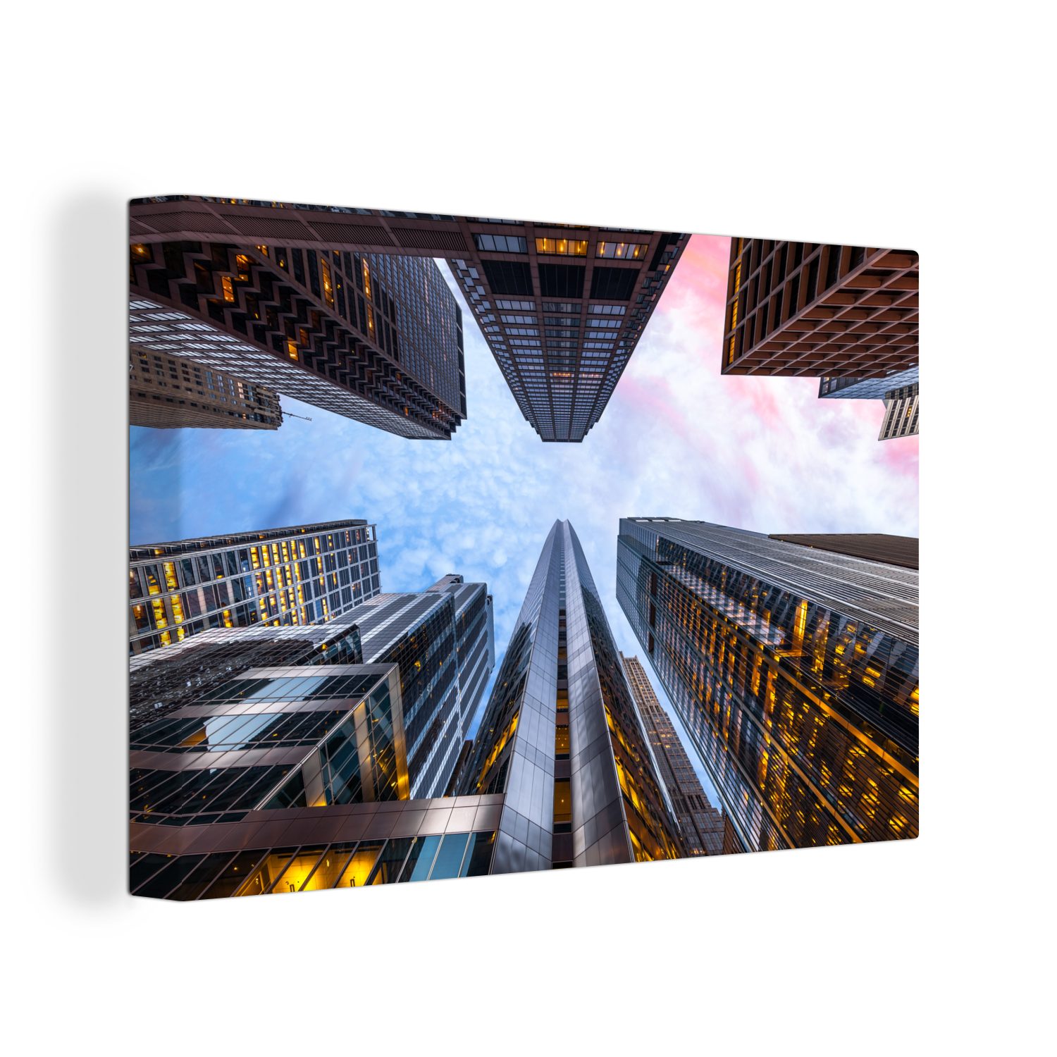 OneMillionCanvasses® Leinwandbild Chicago - Sonnenaufgang - Himmel, (1 St), Wandbild Leinwandbilder, Aufhängefertig, Wanddeko, 30x20 cm