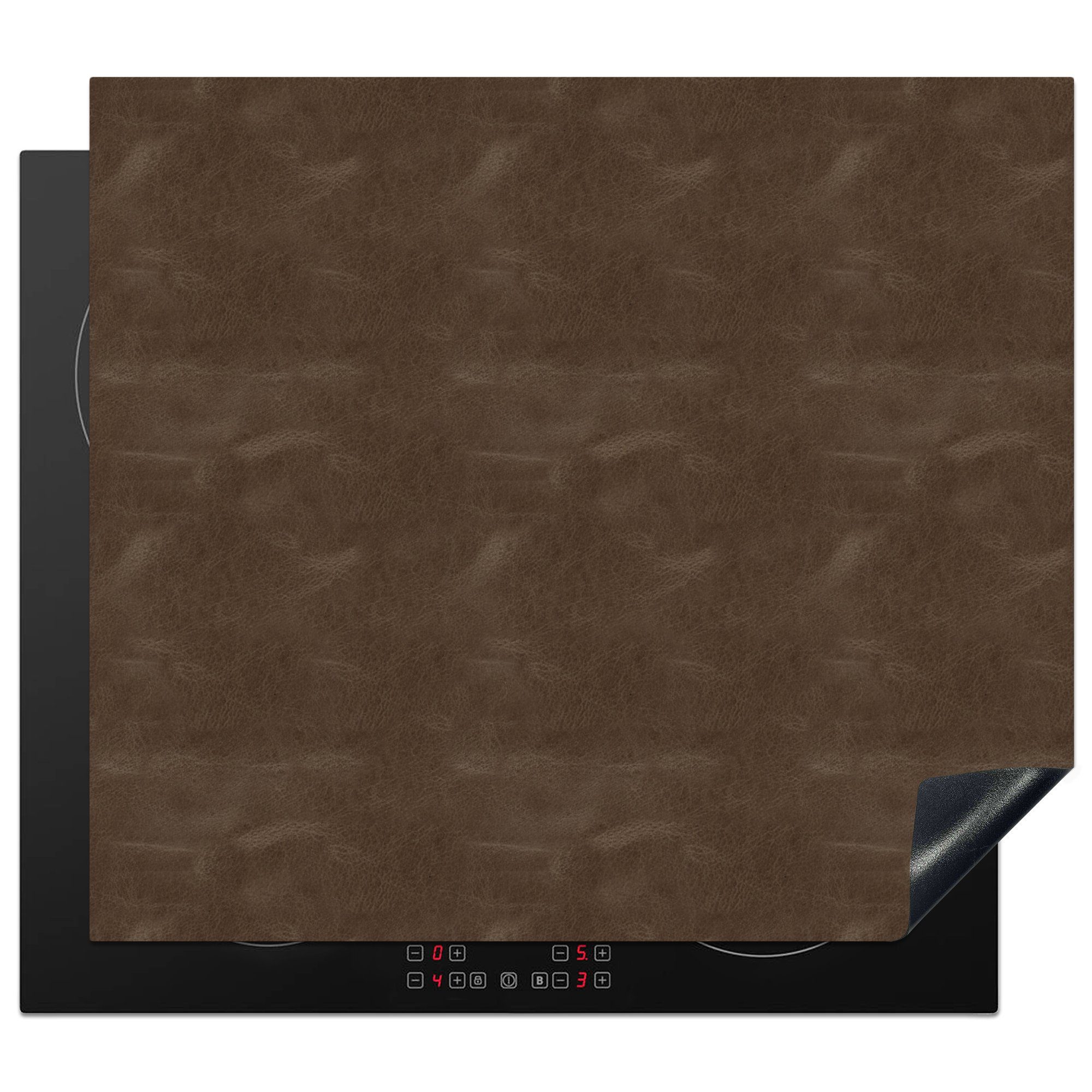 Leder Herdblende-/Abdeckplatte tlg), Dekoration - 58x51 cm, (1 Küchen - für Induktionskochfeld Tiere, Vinyl, Induktionsherd, Braun MuchoWow