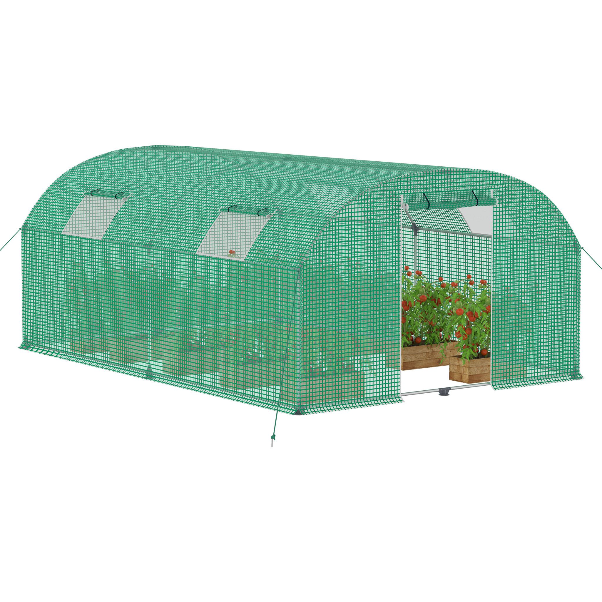 FIVMEN Foliengewächshaus Gartentunnel mit Rahmen aus verzinktem Stahl, Fens günstig online kaufen