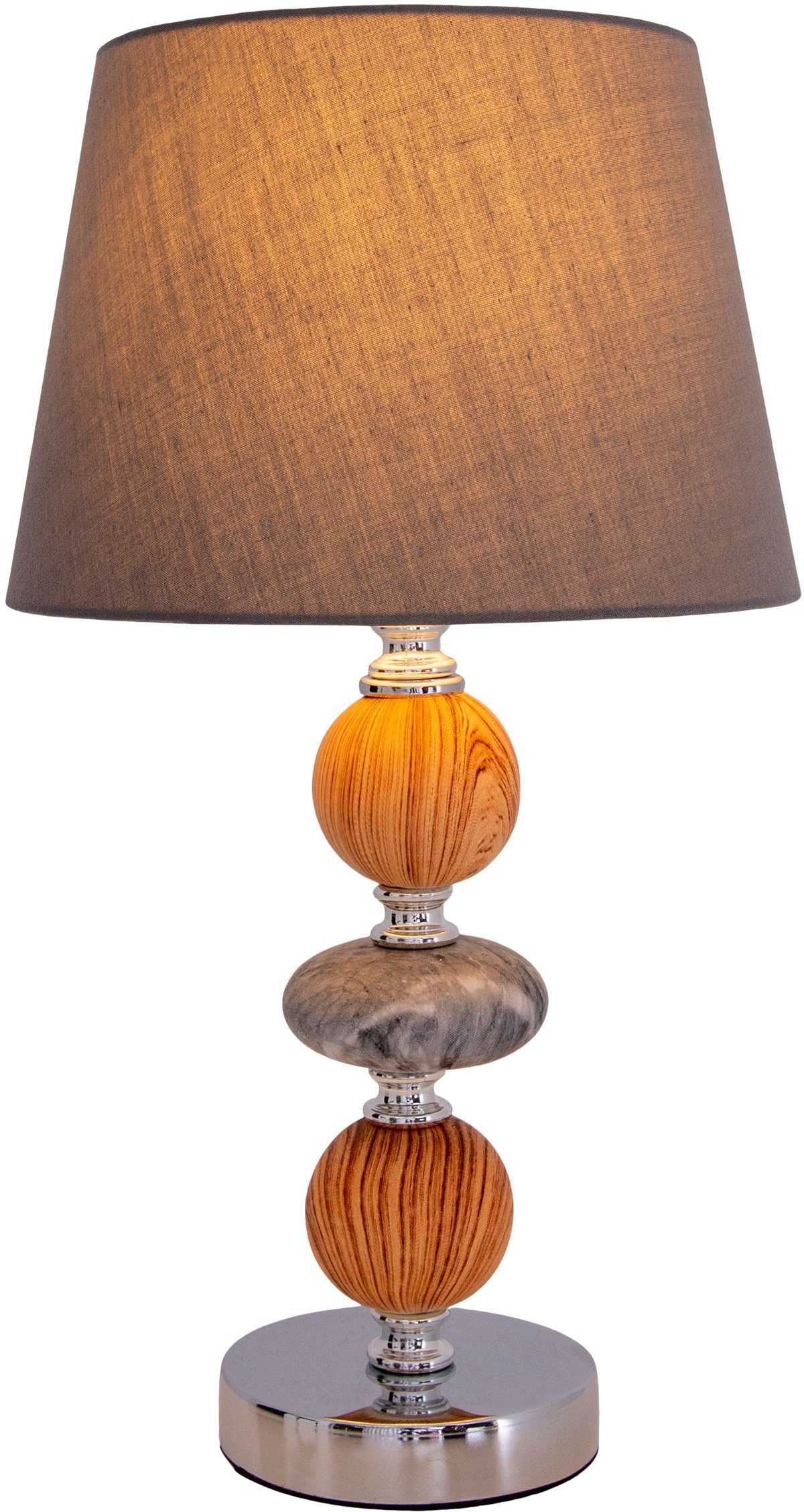 näve Tischleuchte Araga, ohne Leuchtmittel, mit Kippschalter, Material: Keramik/Textil (Baumwolle), grau/chrome