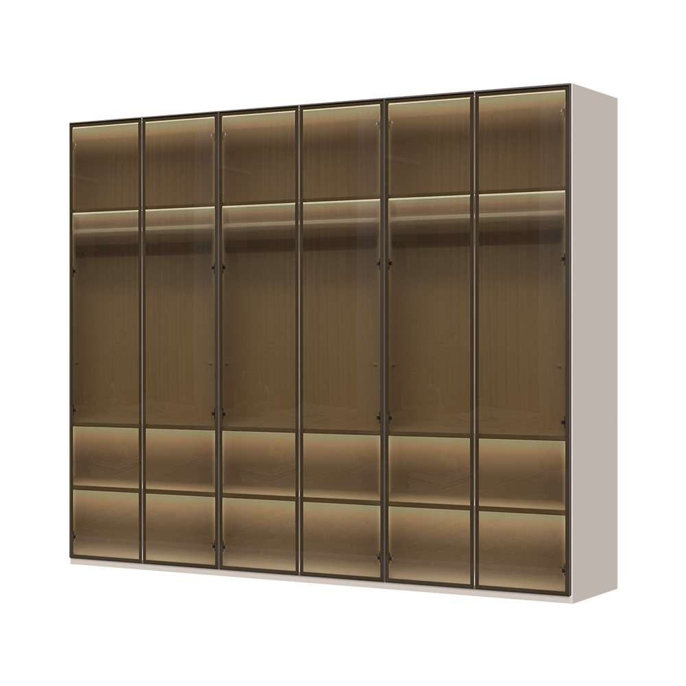 OTTO home Drehtürenschrank Opera Parsol-Glastüren, LED-Glasbodenbeleuchtung, mit und ohne Kranz Glastüren, UV-Lack, LED-Innenbeleuchtung, Soft-Close-Funktion
