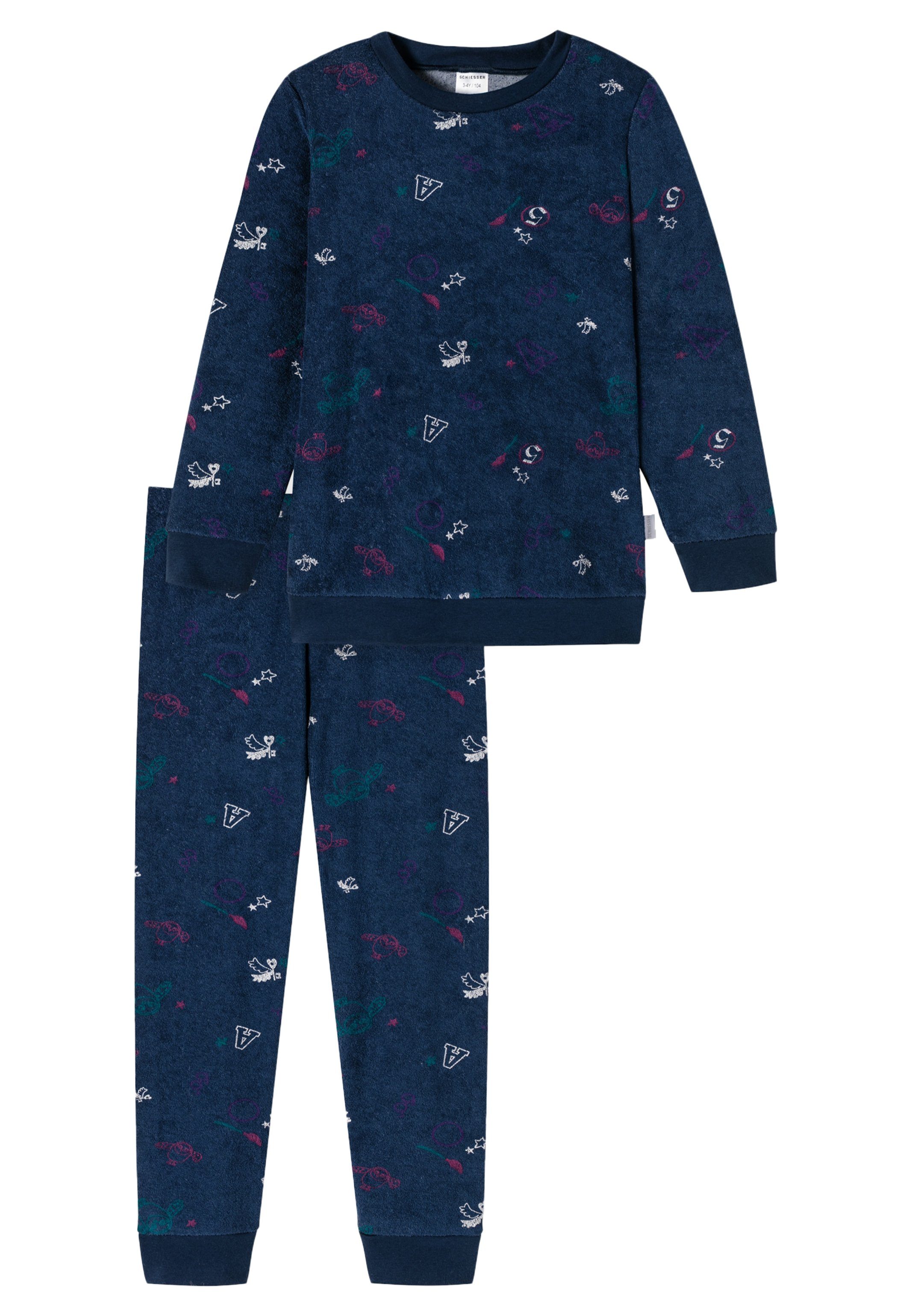 - Beinen Komfortable Organic Bündchen Zoe - Cat Pyjama an und Pyjama 2 Schiesser tlg) Armen Baumwolle (Set, Cotton