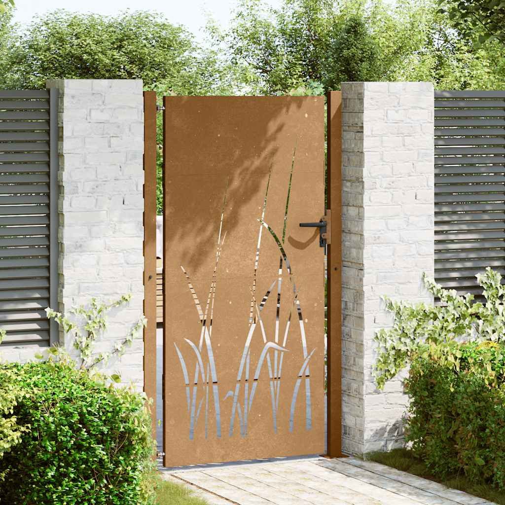 vidaXL Gartentor Gartentor 100x175 cm Cortenstahl Gras-Design