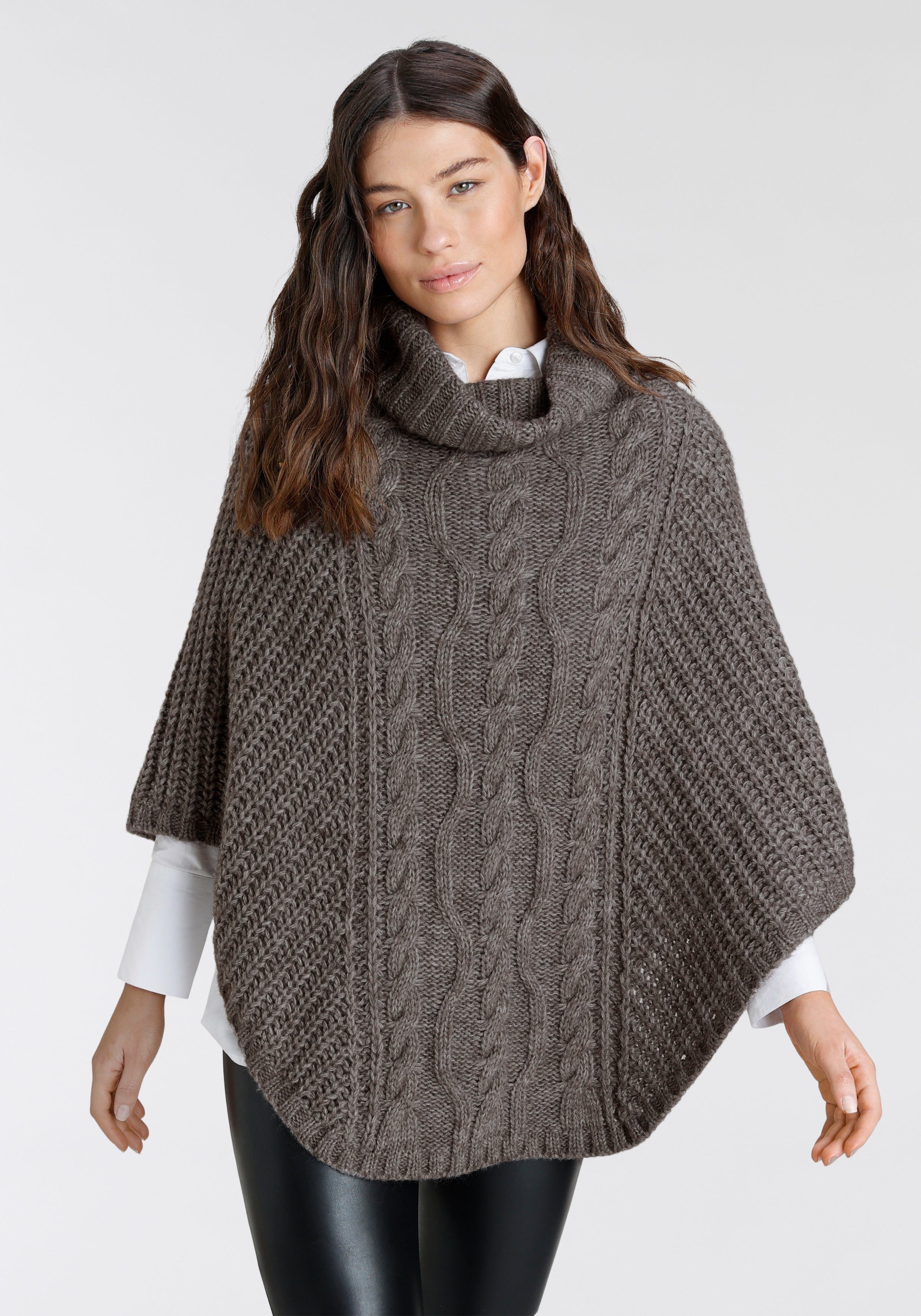 Laura Scott XXL-Schal, Strickponcho braun