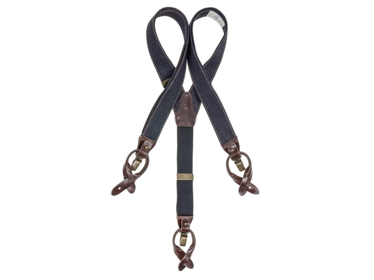 Sir Redman Hosenträger Sturdy Stitch dark (Set) Holländer Y-Form, Hosenclips, Knopflaschen, 35mm Trägerbreite, 130cm